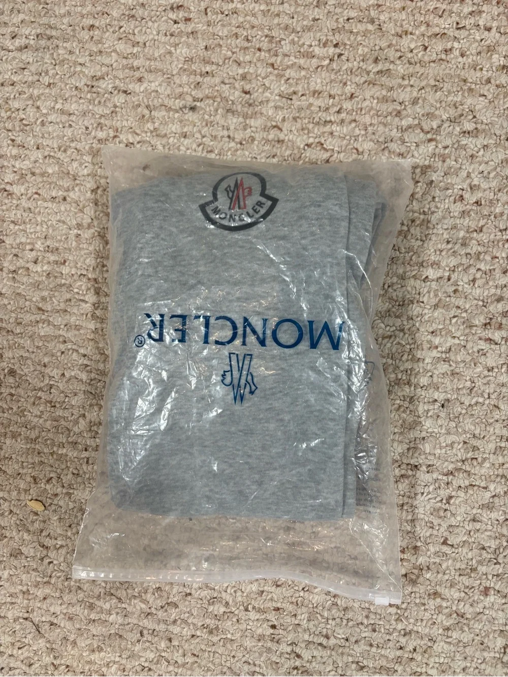 Moncler Light Gray Men's Sweatpants with Logo Patch